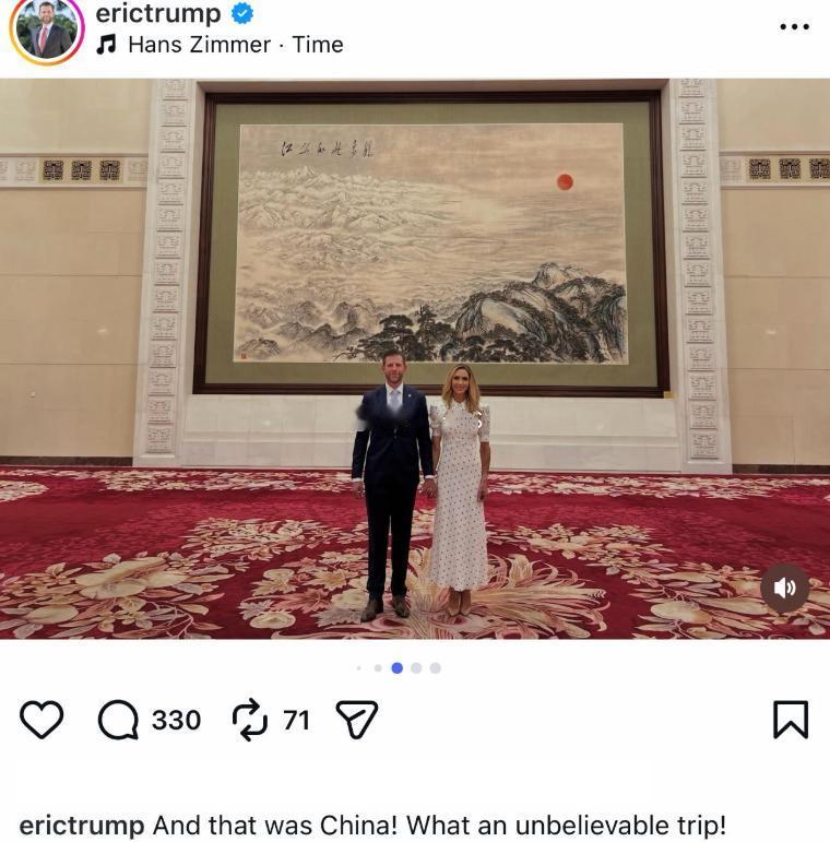 Eric和太太Lara分享访华期间的照片！Eric发文说中国之行圆满结束！这趟