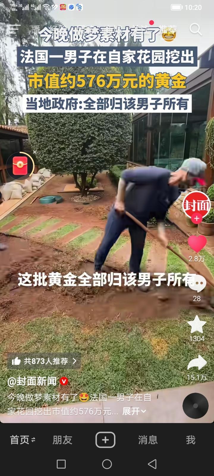 如果你是新买带有花园的房子，一定要先把花园挖一遍，万一挖到黄金呢？2025年11