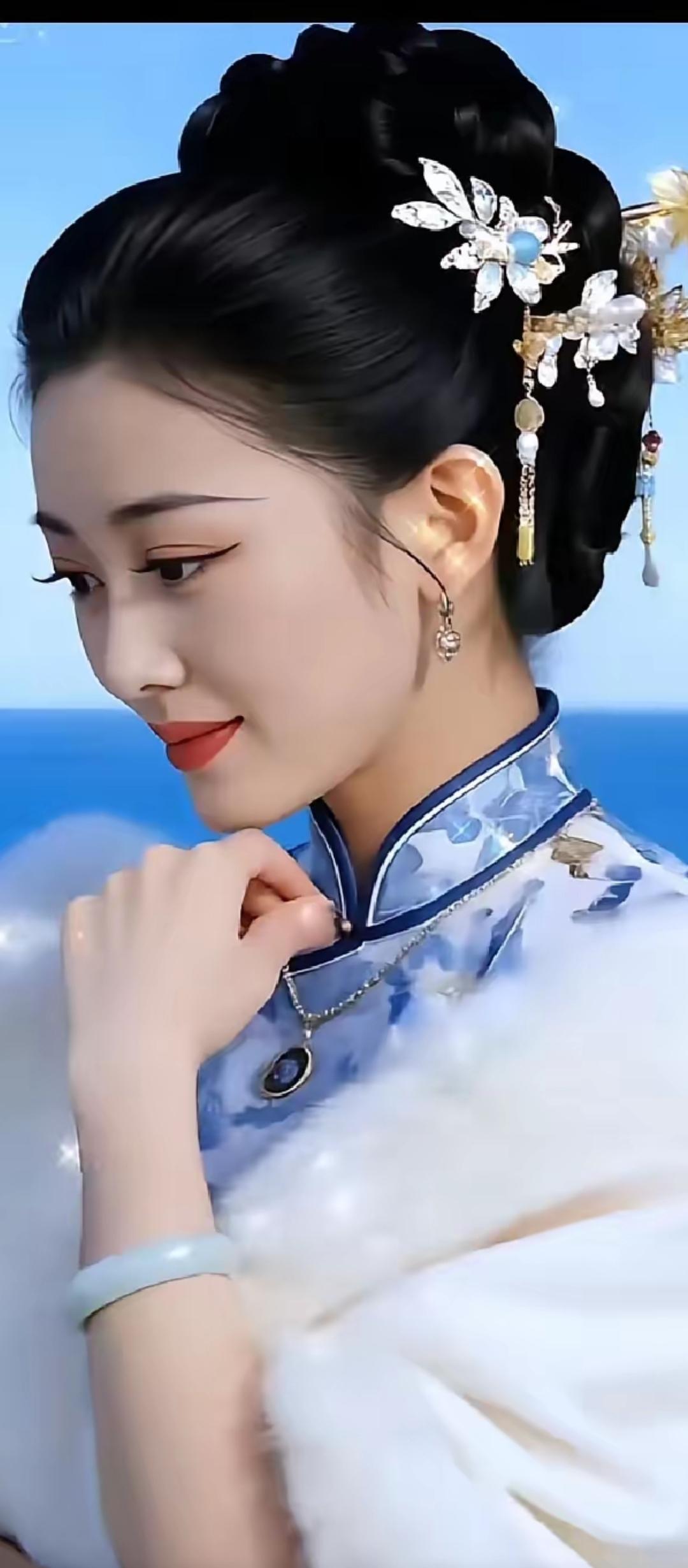 古典美人，云鬓花簪，温婉动人！