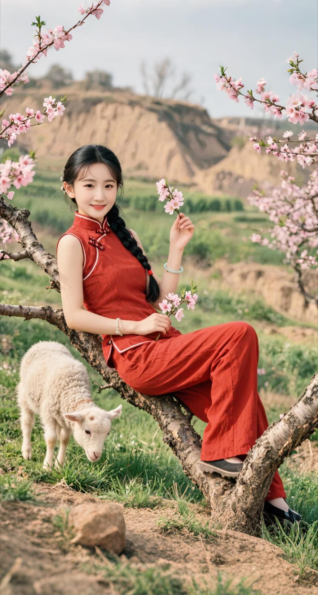 AI扩图 AI春日少女写真