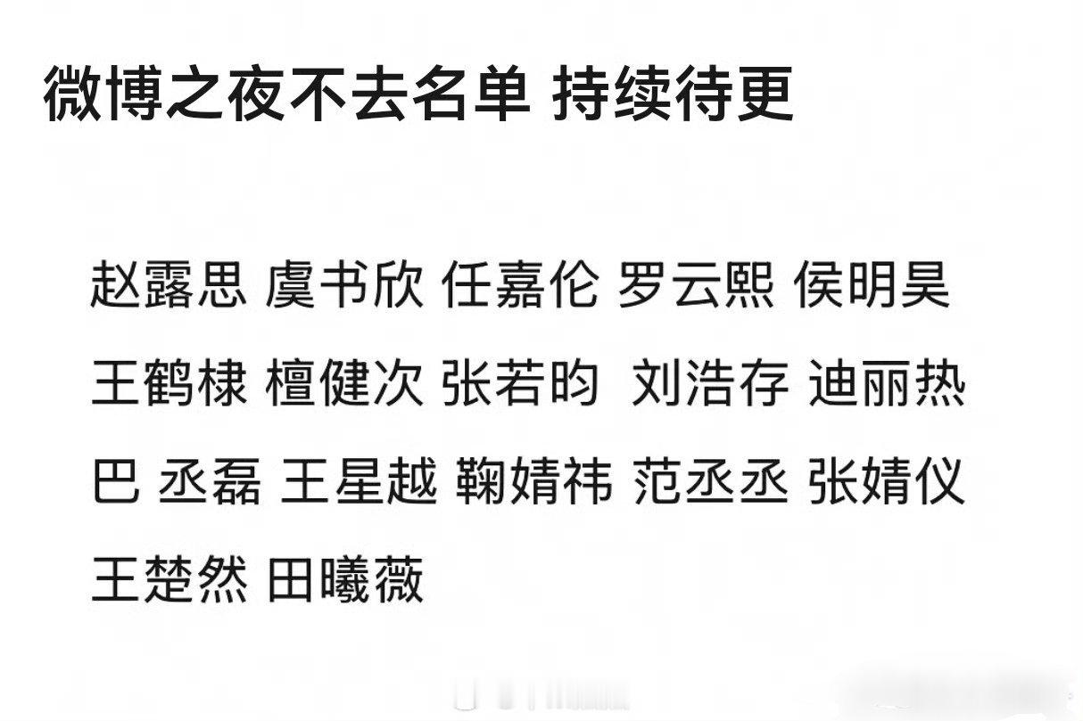 目前，微博之夜不出席的🈶️老实说微博之夜是最注重咖位的，除了真的协调不开的…
