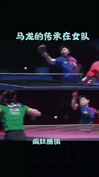 都说龙队的传承在女队具象化了吧！龙队正手球速在8391转，而孙颖莎的正手球速8
