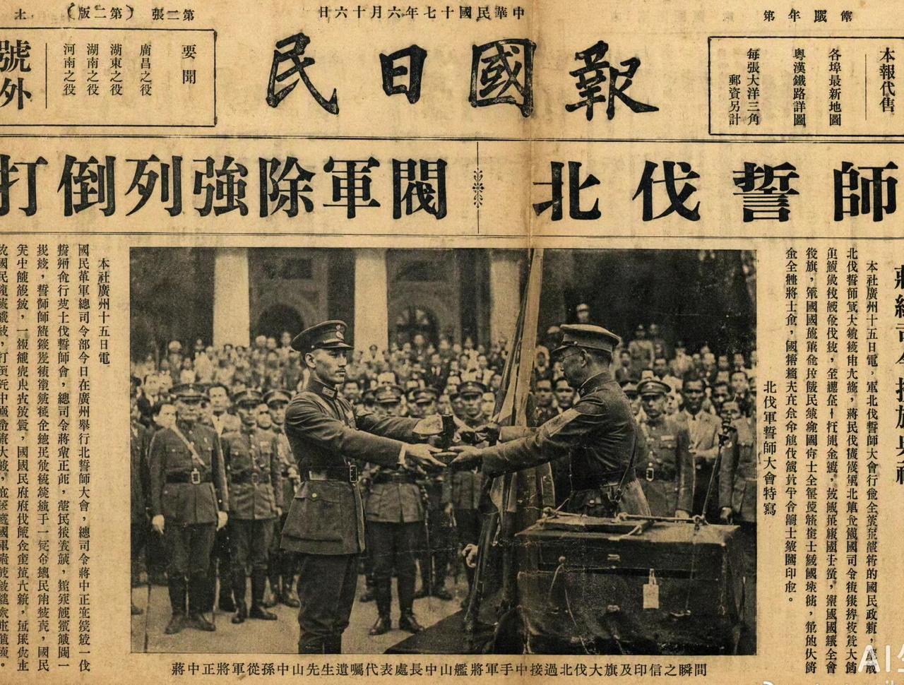 1926年7月9日，广州东校场旌旗如云、人声鼎沸。在十余万军民的瞩目之下，蒋介石