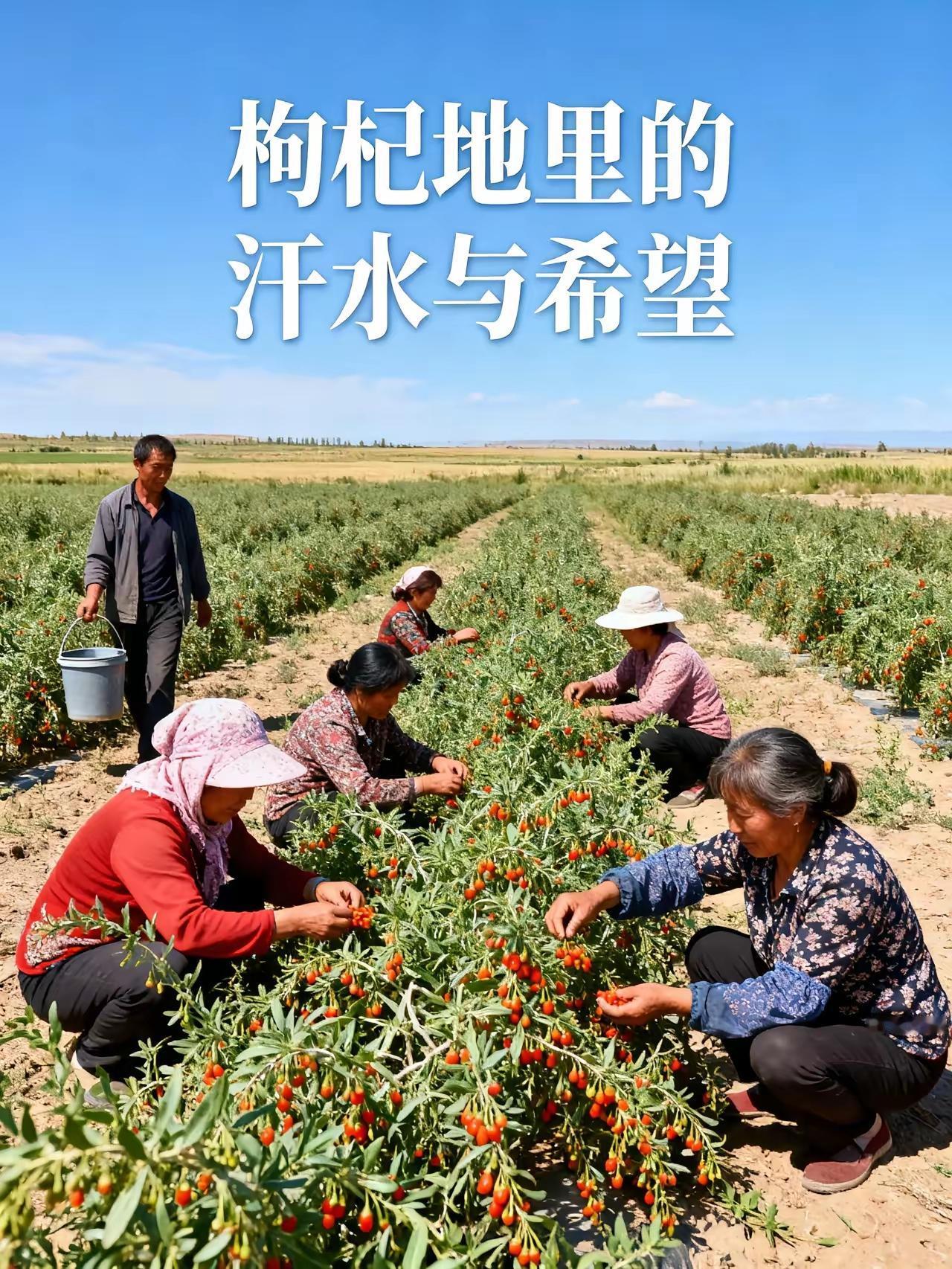 河南人在甘肃摘枸杞，这来地里送饭的。我让你们看看俺的枸杞好不好那些千里迢迢
