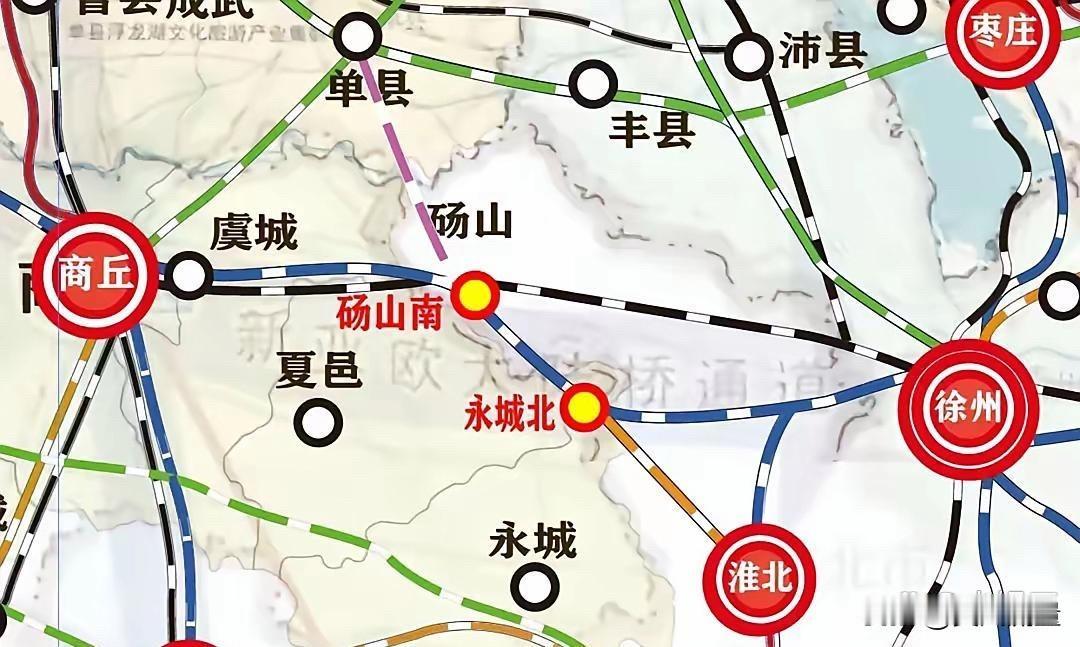 商淮高铁规划包含南北两条线路，可由淮北西站引出。其中，南线在永城设永城站，向西北