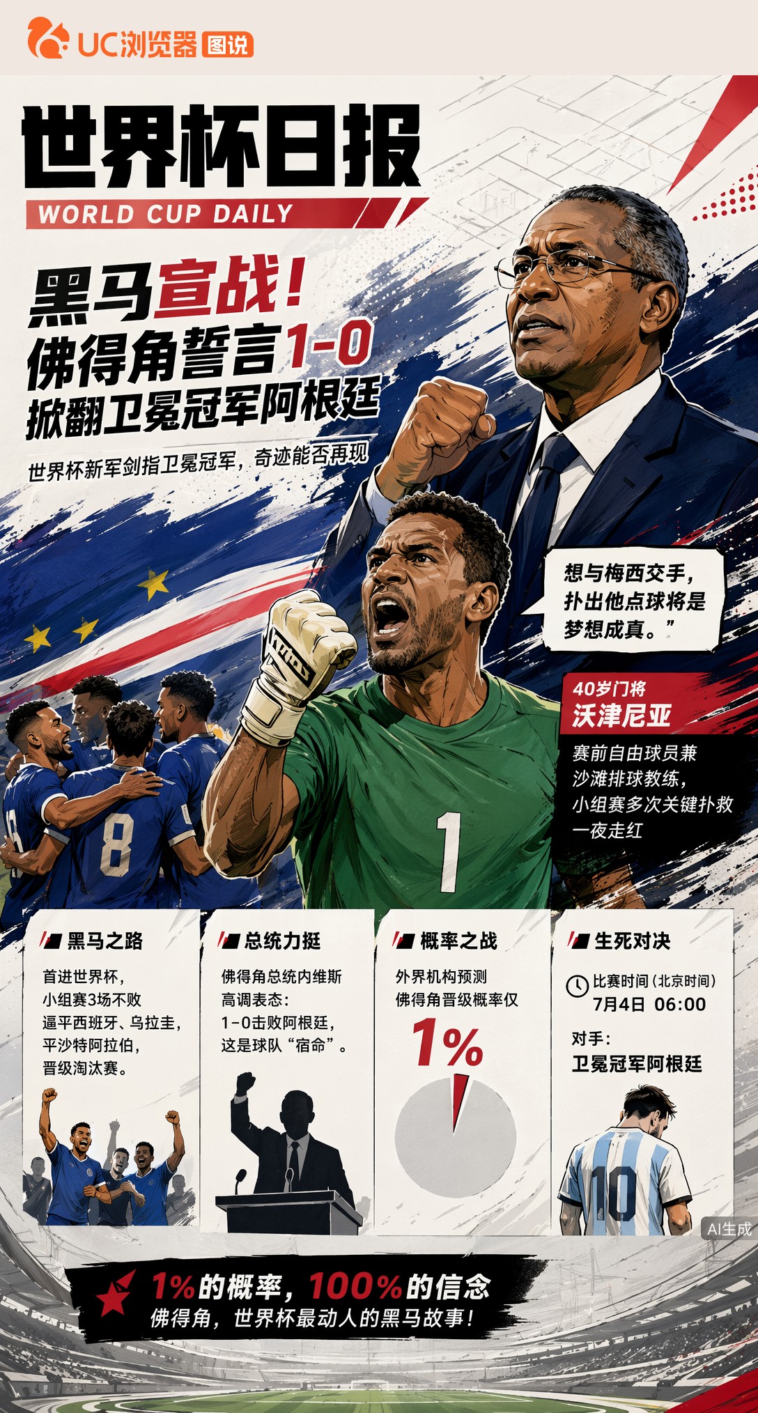 黑马宣战！佛得角总统誓言1-0掀翻卫冕冠军阿根廷