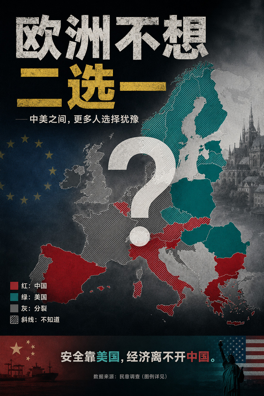 欧洲真的在中美之间“选边站”了吗？这张地图给出的答案，并没有看上去那么简单。近日