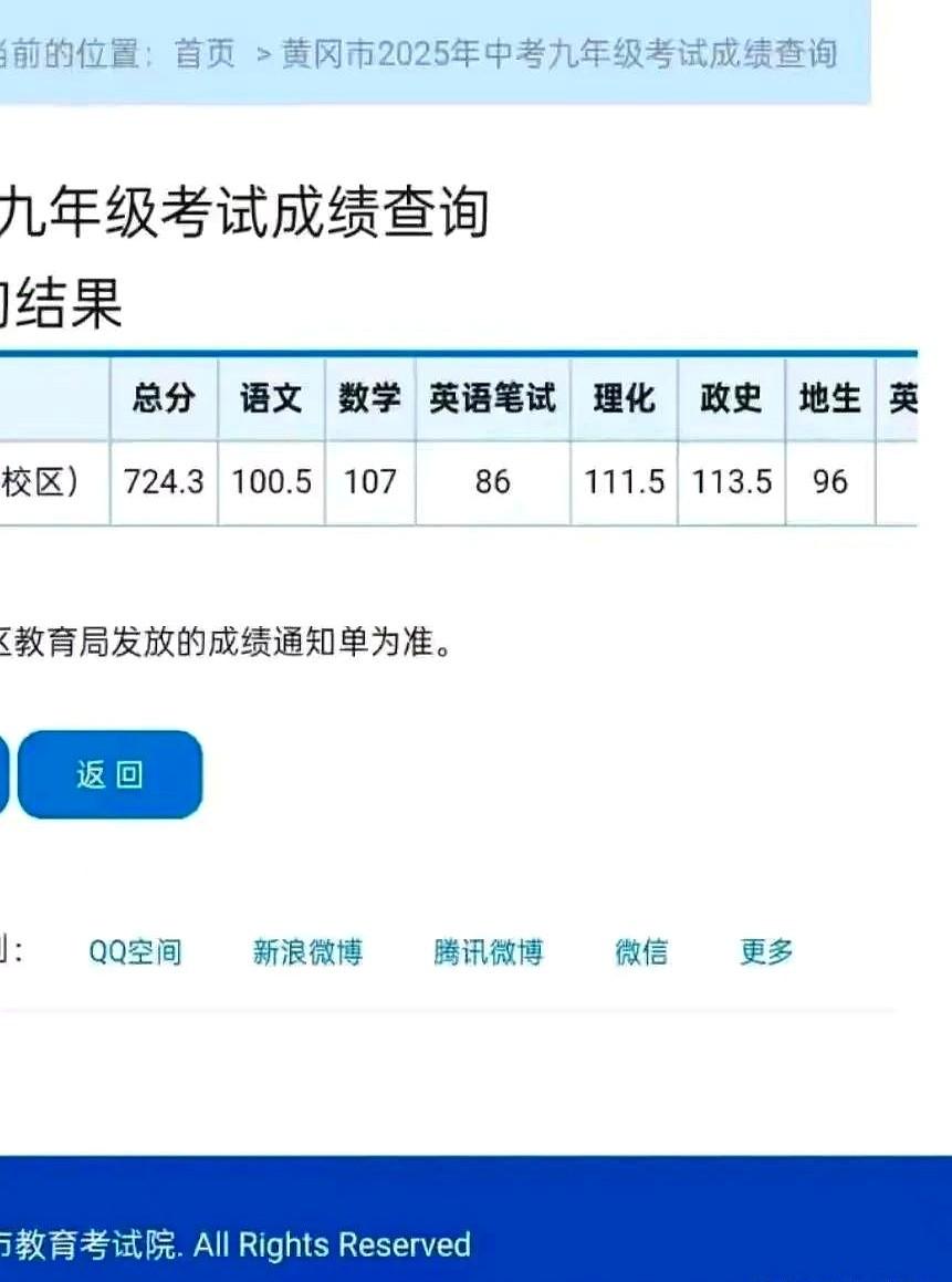 724分上不了县一中。黄冈中考成绩出炉了。亲戚家孩子考724分全家欢呼。转