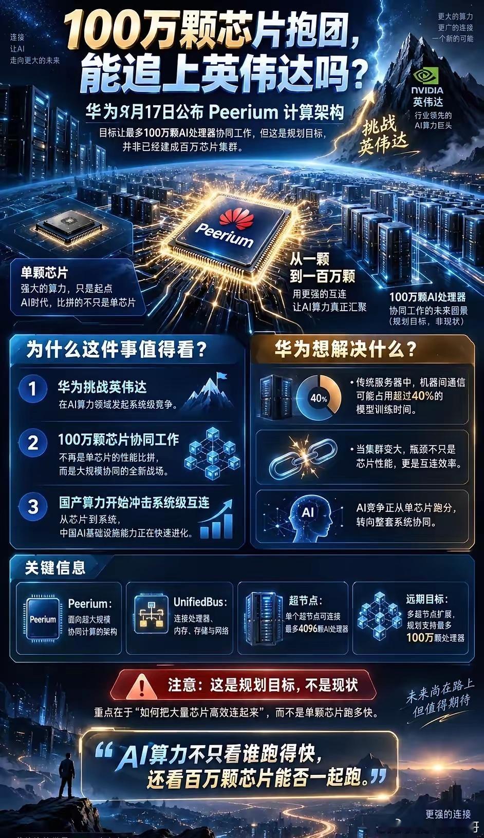 100万颗芯片抱团，能追上英伟达吗？华为这次想解决的，不只是“芯片够不够快”，而是——100万颗芯片