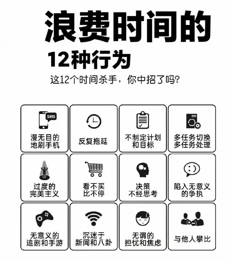 浪费时间的12种行为，这些行为现代社会的大部分人都有啊！