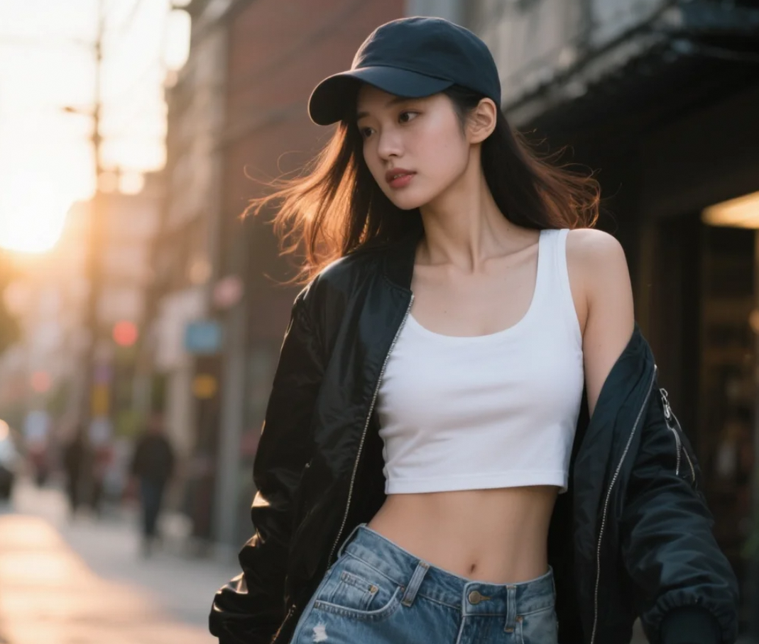 夹克+牛仔裤=她就是街头最耀眼的酷妹子