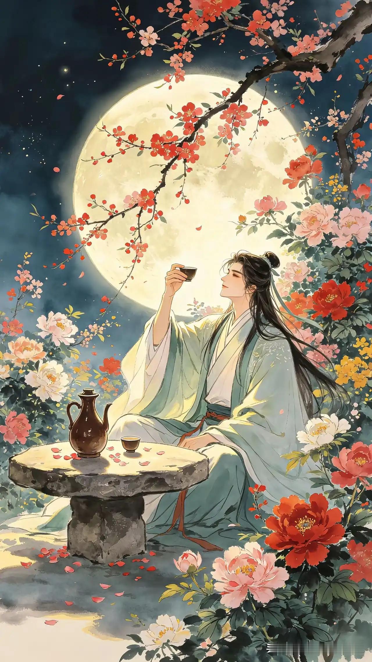 花间煮酒对空枝，酒冷香消月上时。不为多情贪一盏，相思之苦人亦痴。