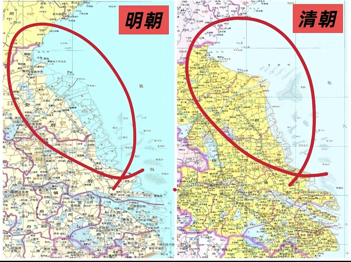 看看黄河从明朝到清朝造了多少陆地？黄河是能够持续造地的，原因就在于黄河每年会