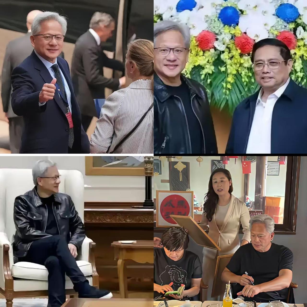 黄仁勋这波不同国家的造型反差，真的把高情商玩到了极致！在印度谈笑风生松弛感拉满，