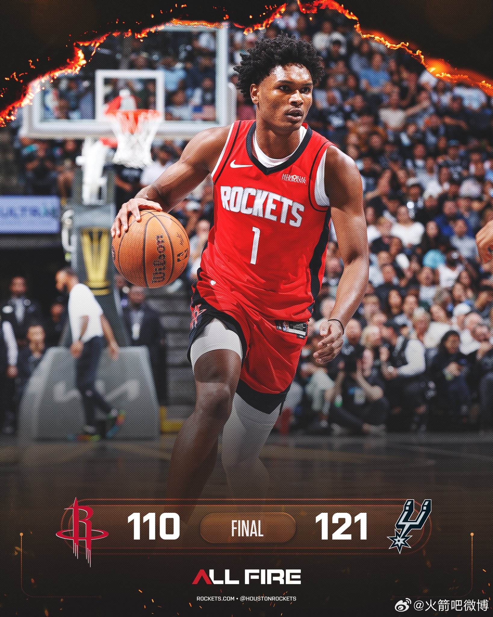 火箭110:121不敌马刺…NBA杯首场失利[无奈吐舌]乌度卡：“火箭队没有应对好比