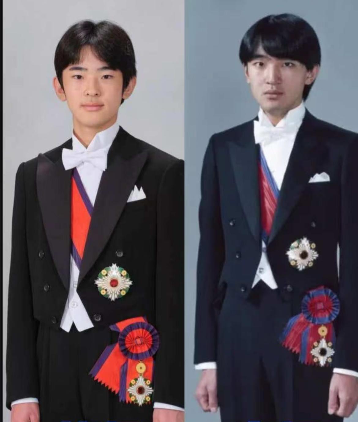 悠仁佩戴绶带，燕尾服有点帅？今天是日本秋筱宫亲王文仁之子悠仁的生日兼成年礼，悠