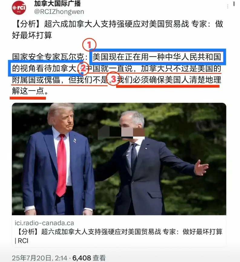 加拿大急啦。加拿大媒体国际广播20日报道，加拿大国家安全专家瓦尔克说：“美国现在