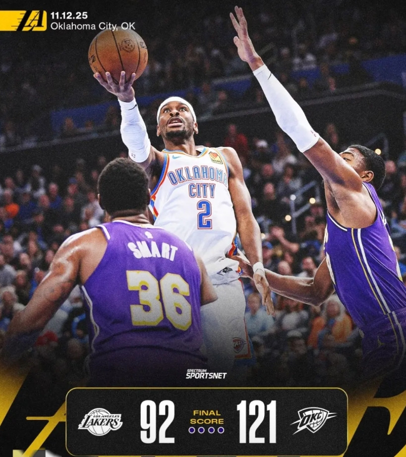 湖人惨败雷霆，几个扎心的事实必须承认！第一、两支球队不在一个级别，别被开赛的