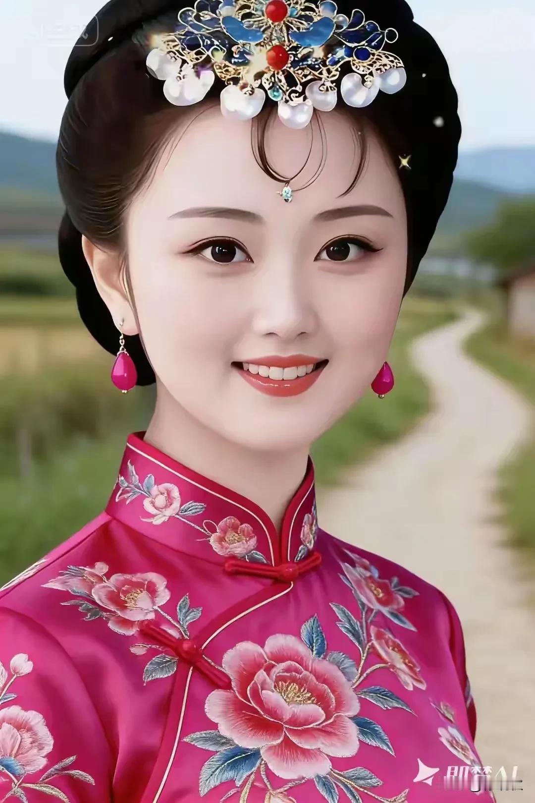 一笑嫣然花失色，珠翠簪头韵清扬。沉鱼落雁惊初见，闭月羞花仪态妍。