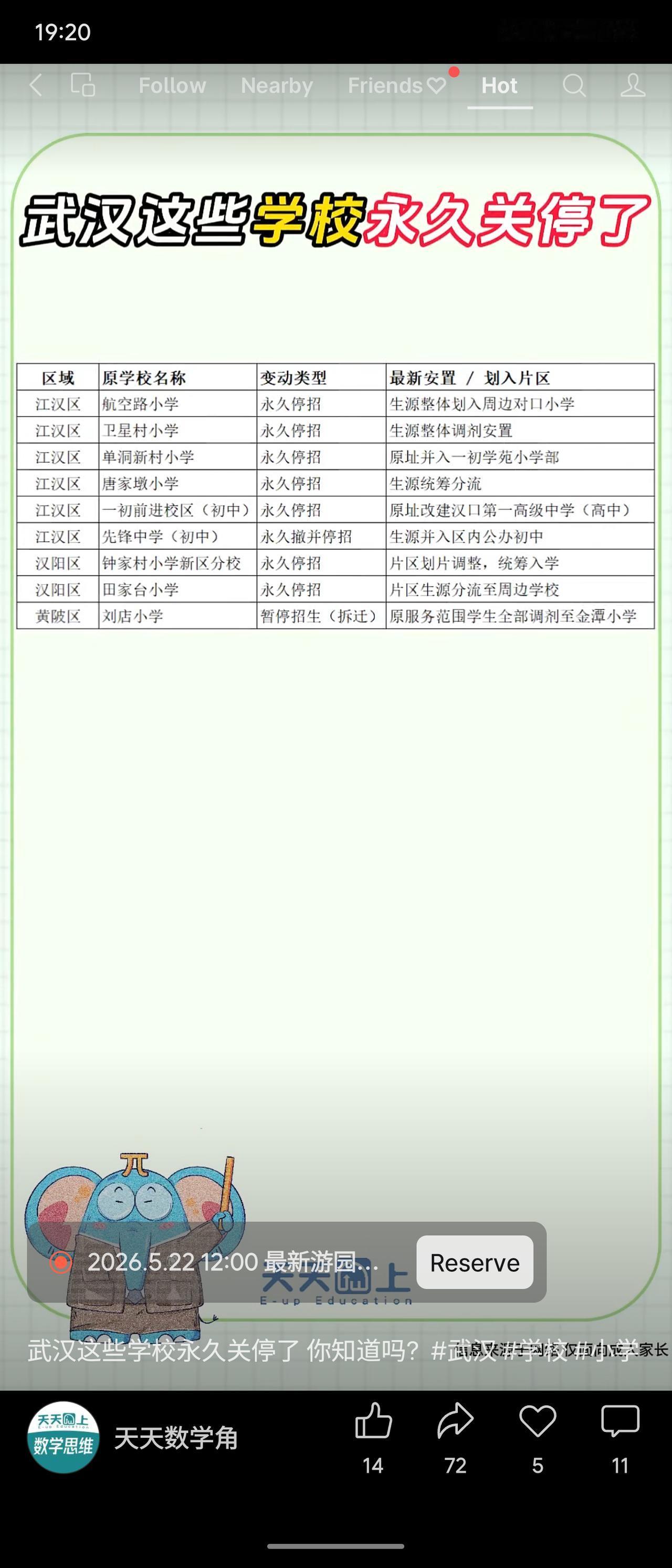 受出生率下降及生源减少影响，武汉市江汉区、汉阳区、黄陂区多所中小学已永久停招或撤