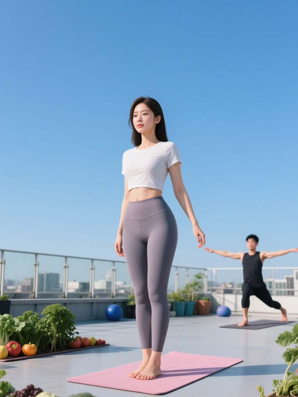 天台仙子舞轻盈，瑜伽体式最倾城