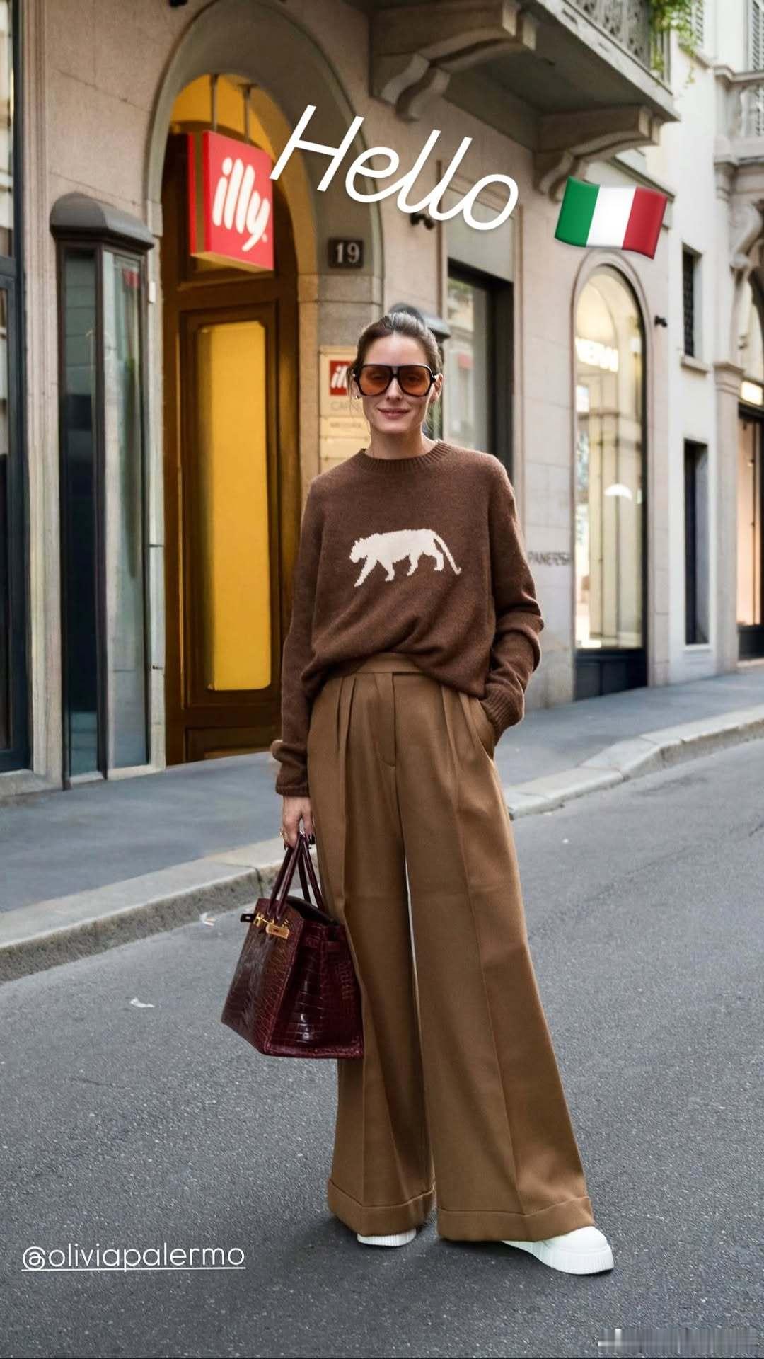 oliviapalermo奥利维亚巴勒莫亮相米兰，准备参加米兰时装周​​​