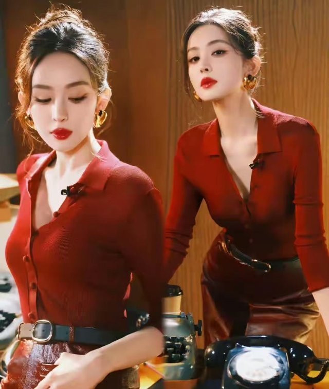 娜扎《你好星期六》造型杀疯了！红装御姐切换学院风美到失语