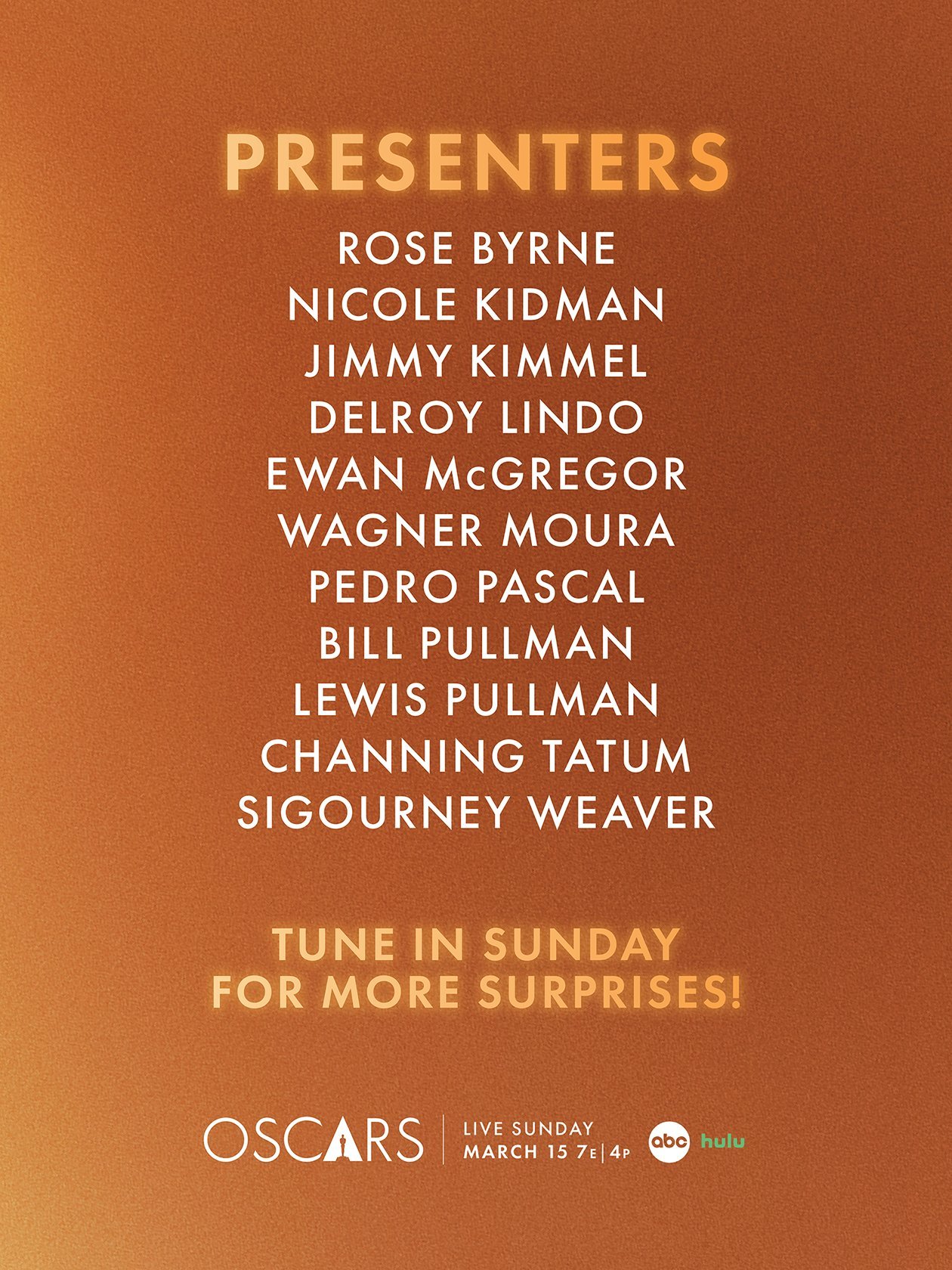 第98届奥斯卡官宣第四批颁奖嘉宾，妮可·基德曼、萝丝·拜恩、西格妮·韦弗、佩德罗