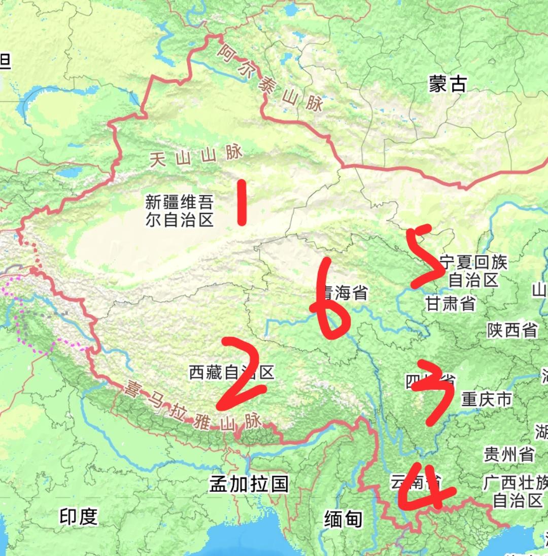 中国地势落差最大的6个省，第一名新疆，第二名西藏，第三名四川，第四名云南，第五名