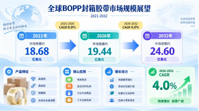 BOPP封箱胶带市场稳健增长，2032年规模突破24.6亿美元BOPP封