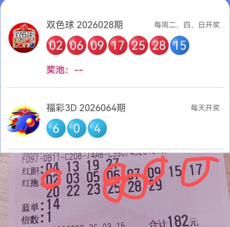 彩友圈出6码全中票乍看还以为二等奖，结果是胆拖票中奖6红都在14个拖码范围内，而