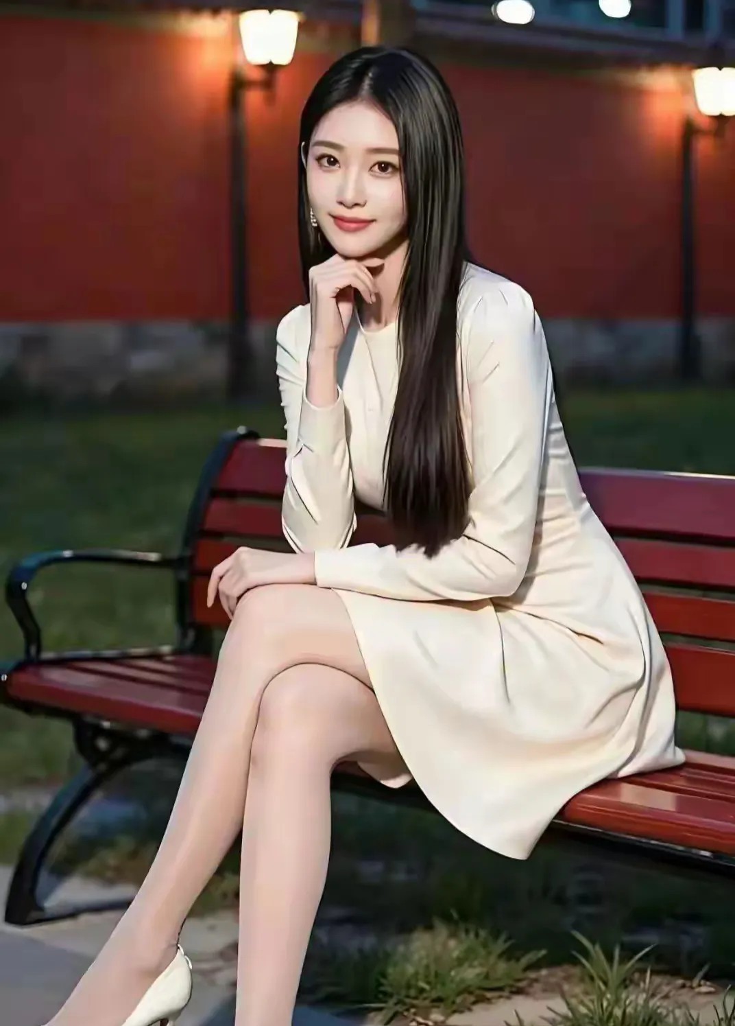 白裙子配丝袜的王炸组合，高级感和女人味直接拉满，绝了！