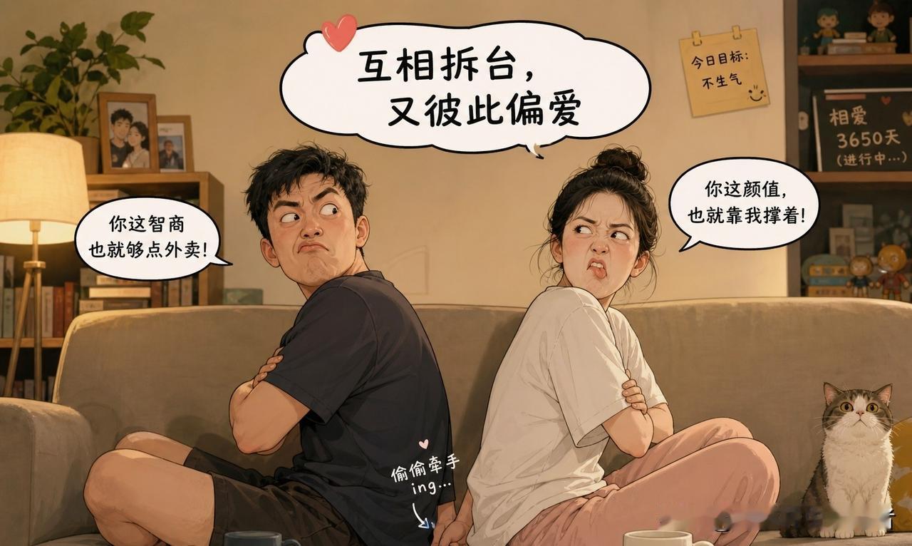 趣味漫画:互相拆台彼此偏爱夫妻日常漫画