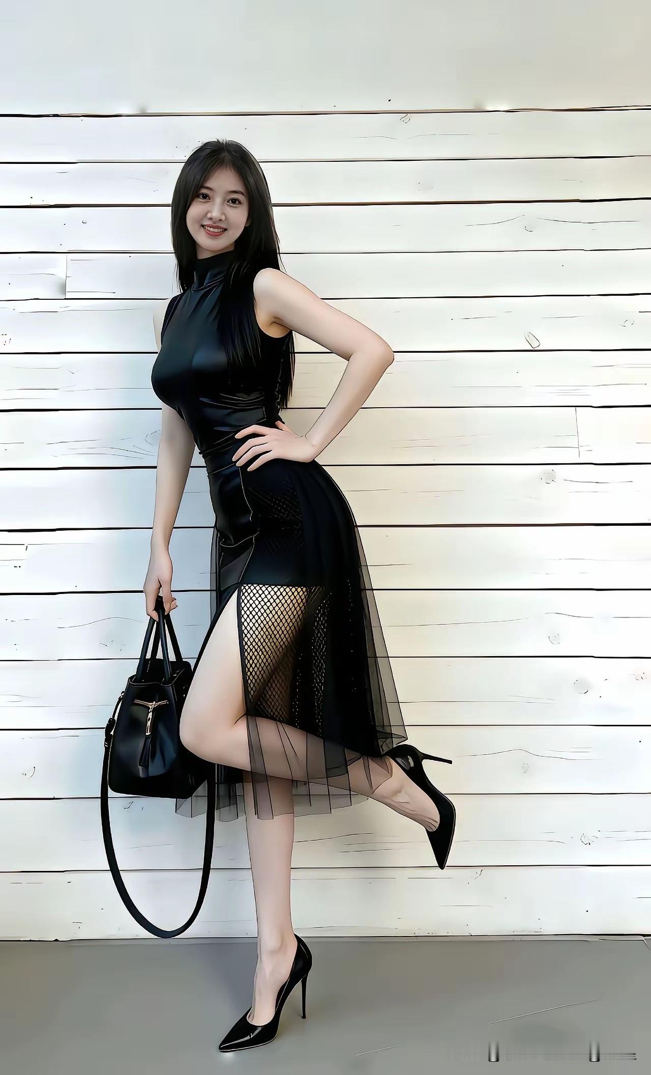 哇哦…无疑黑系元素穿搭，让女生看起来时尚又有品味！比如紧身黑T配纱裙，或