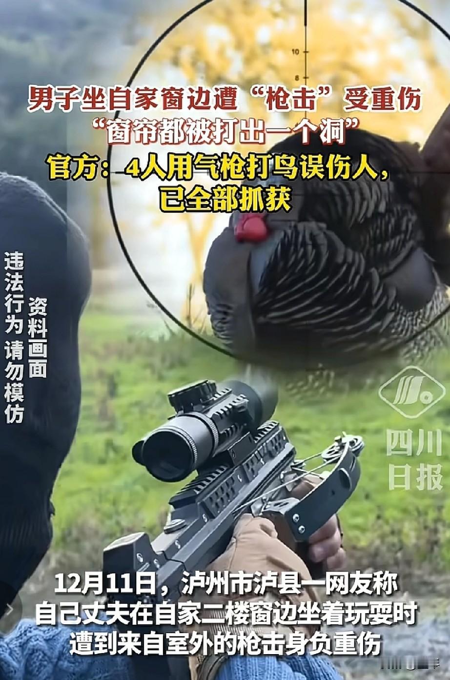 人在家中坐，流弹窗外飞！泸州这起气枪误伤案太惊心。“就坐在自家窗边，突然