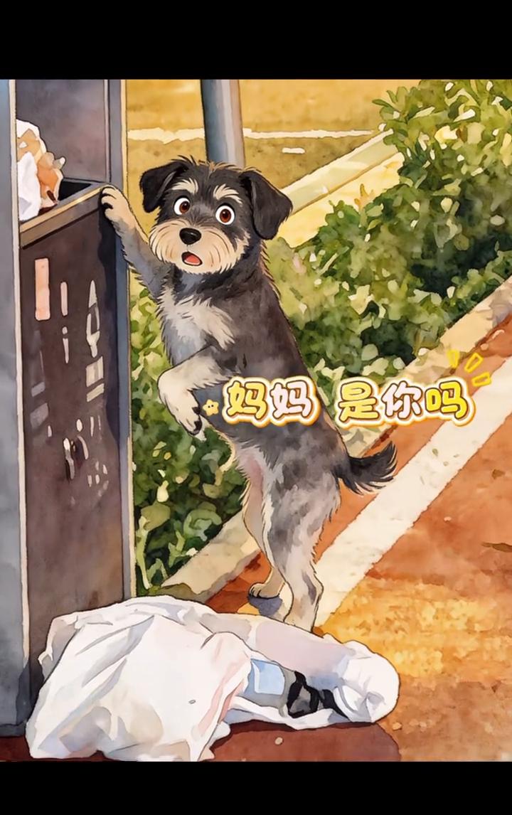 丢了半个月的狗狗在翻垃圾桶，听到主人的呼唤时满脸的不可置信。狗狗不可置信，也会