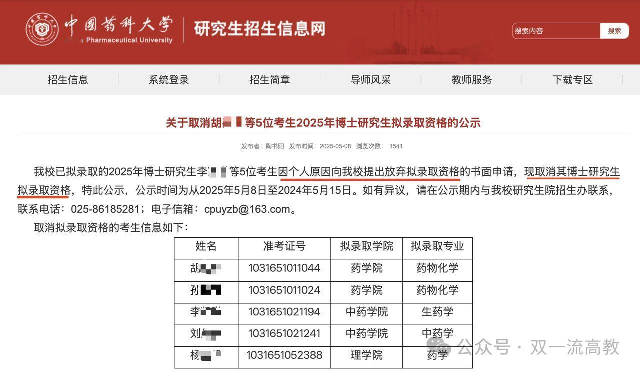 自愿退学！博士名额白送都没人要？这届年轻人终于活明白了！5月8日，中国药科大学