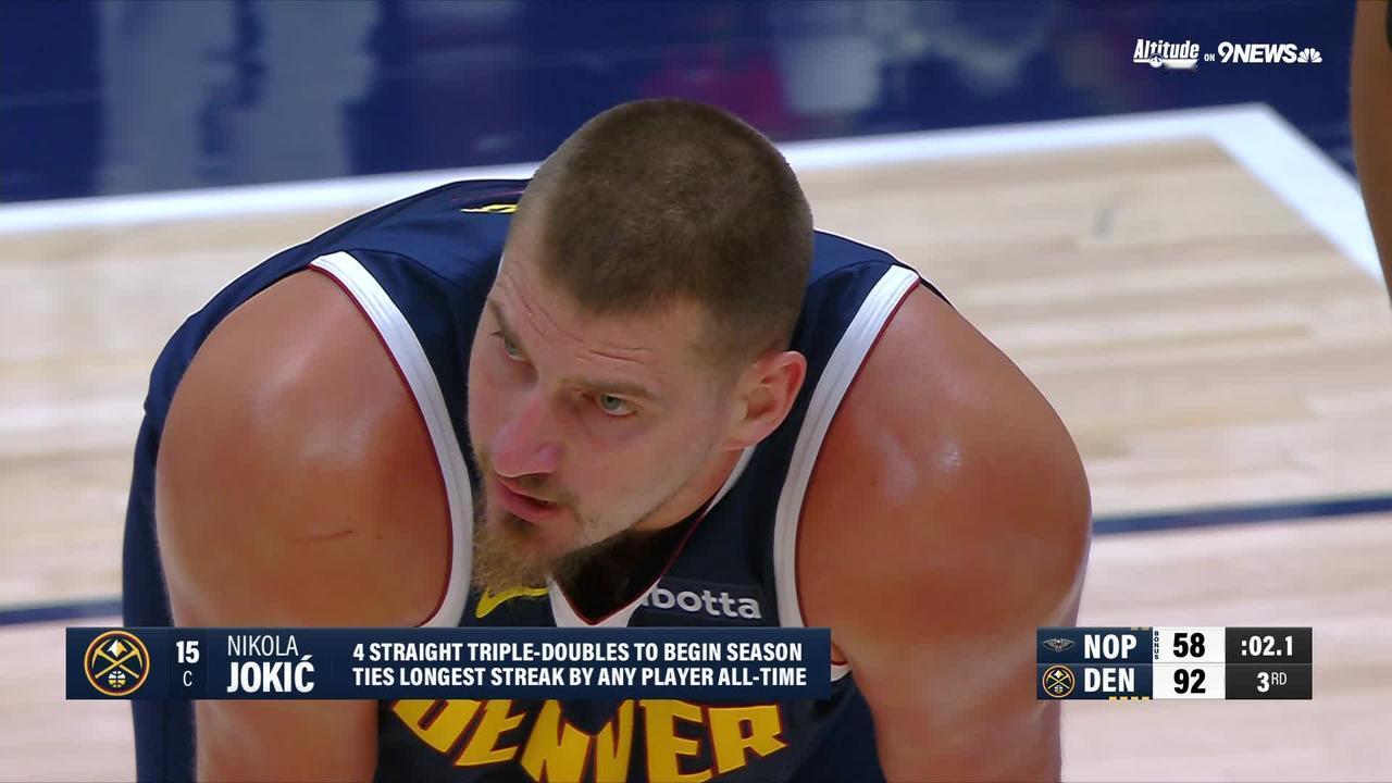 约基奇场场拿三双！在掘金122-88大胜鹈鹕之后，掘金已经打了4场比赛，战绩