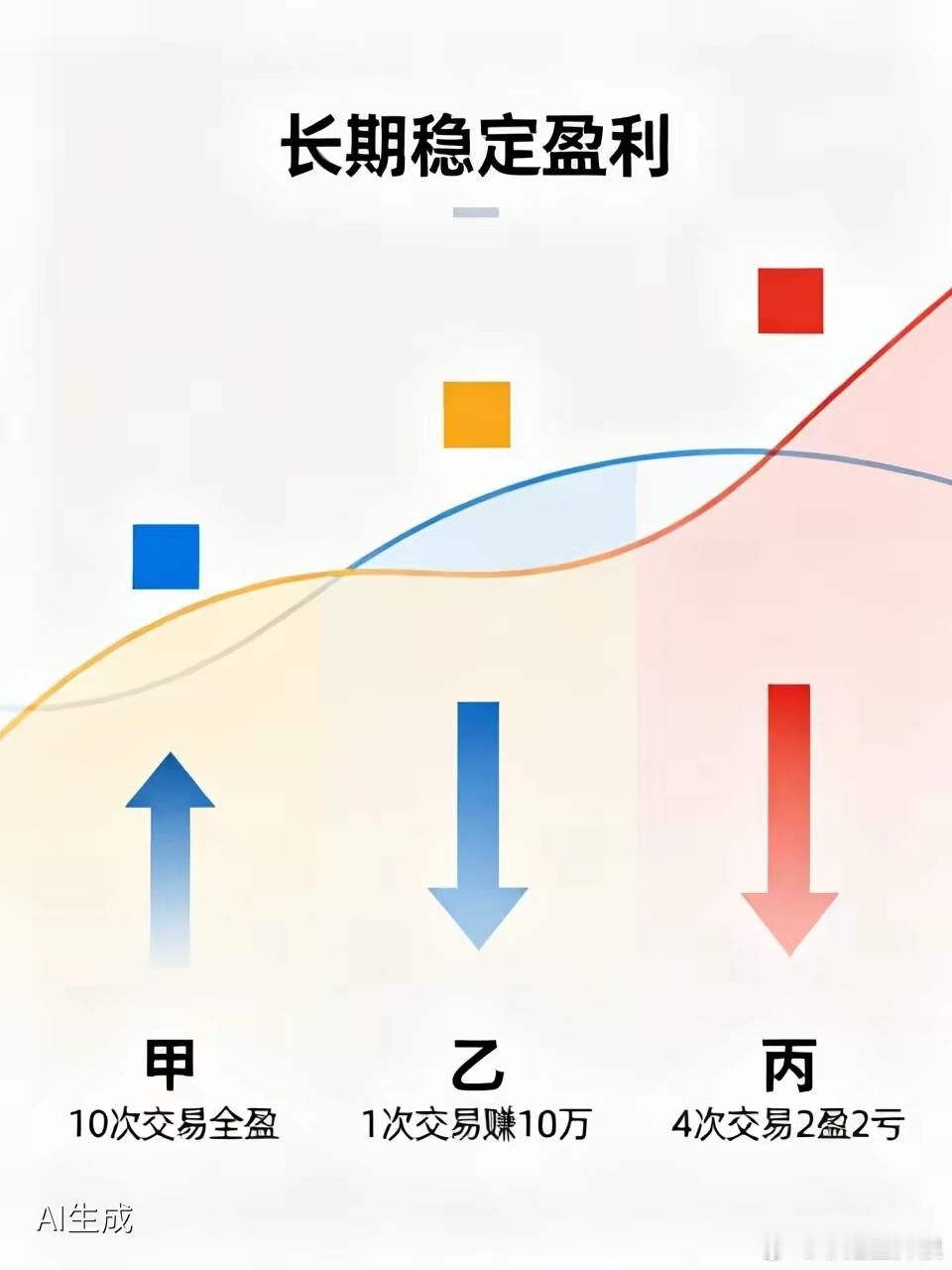 假如有甲，乙，丙三人炒股，一个月时间，他们的盈利都是10万元：●甲做了10次交易