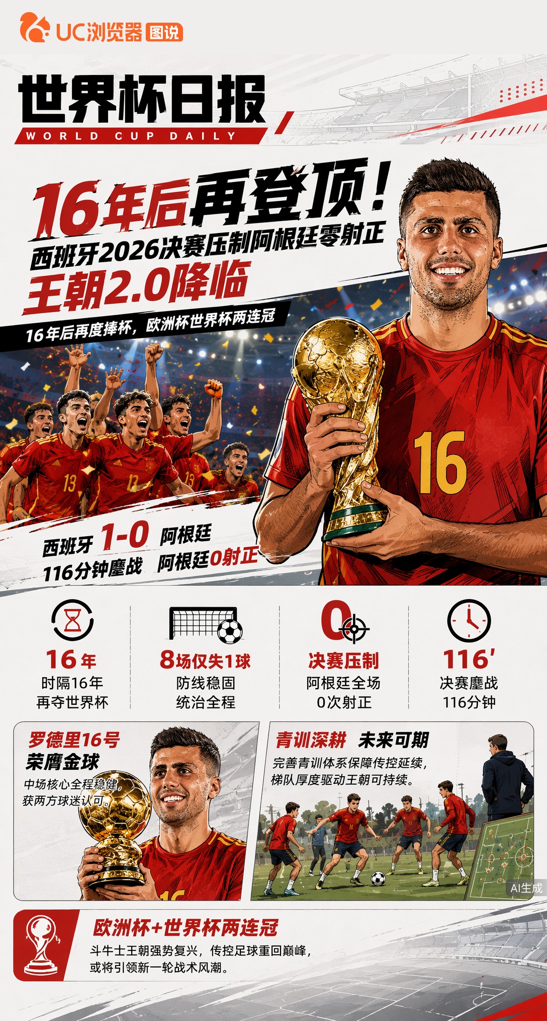 16年后再登顶！西班牙2026决赛压制阿根廷零射正，王朝2.0降临