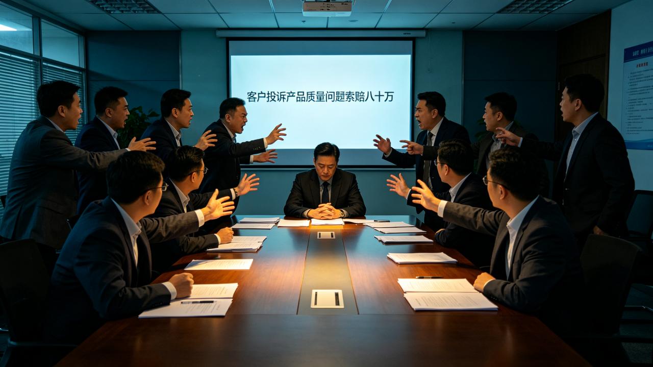 客户投诉产品质量问题，索赔八十万。管理层连夜开会，追责。销售说：是生产的问题