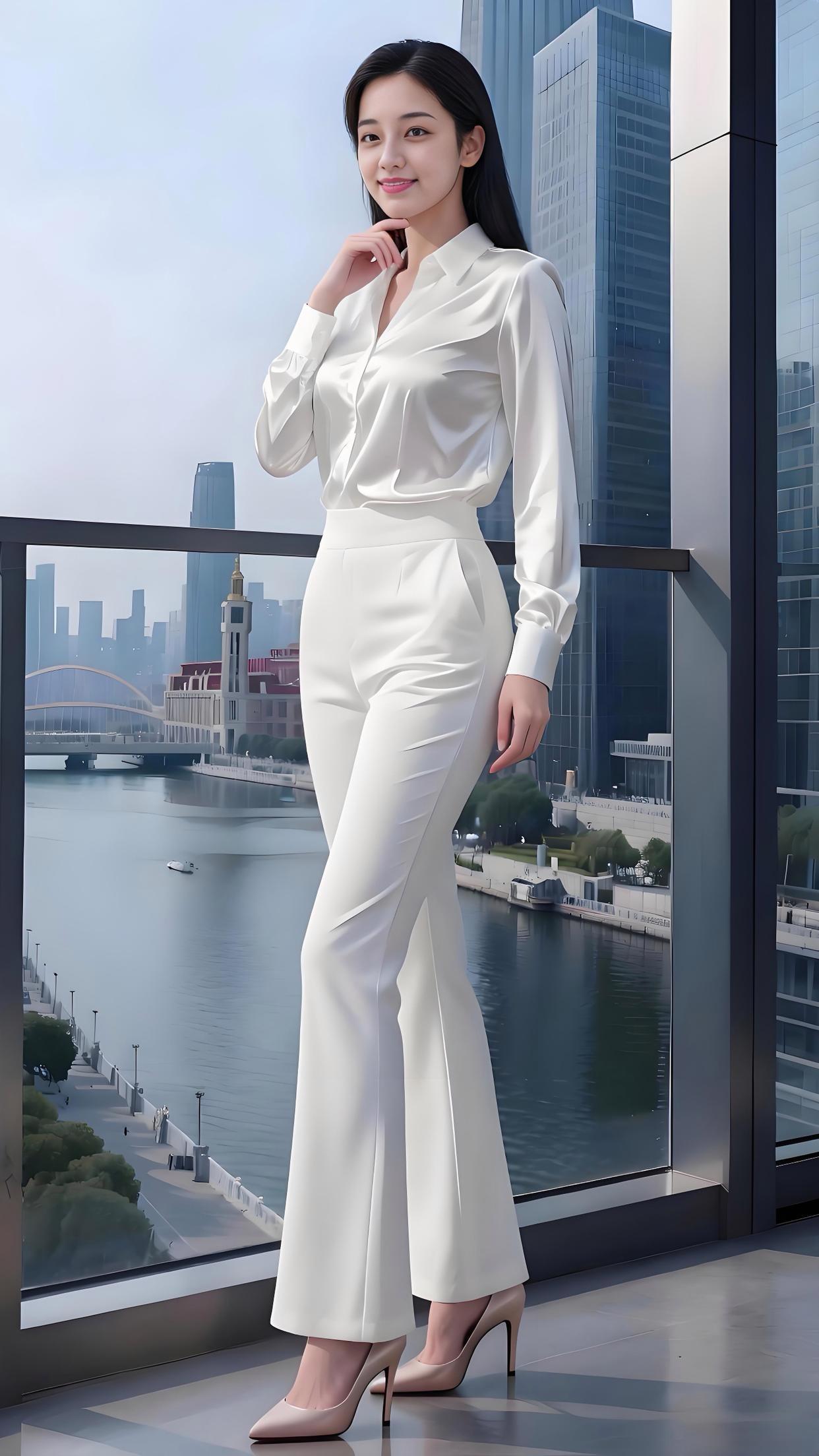 都市白领穿搭指南：白色套装+高跟鞋，优雅自信！