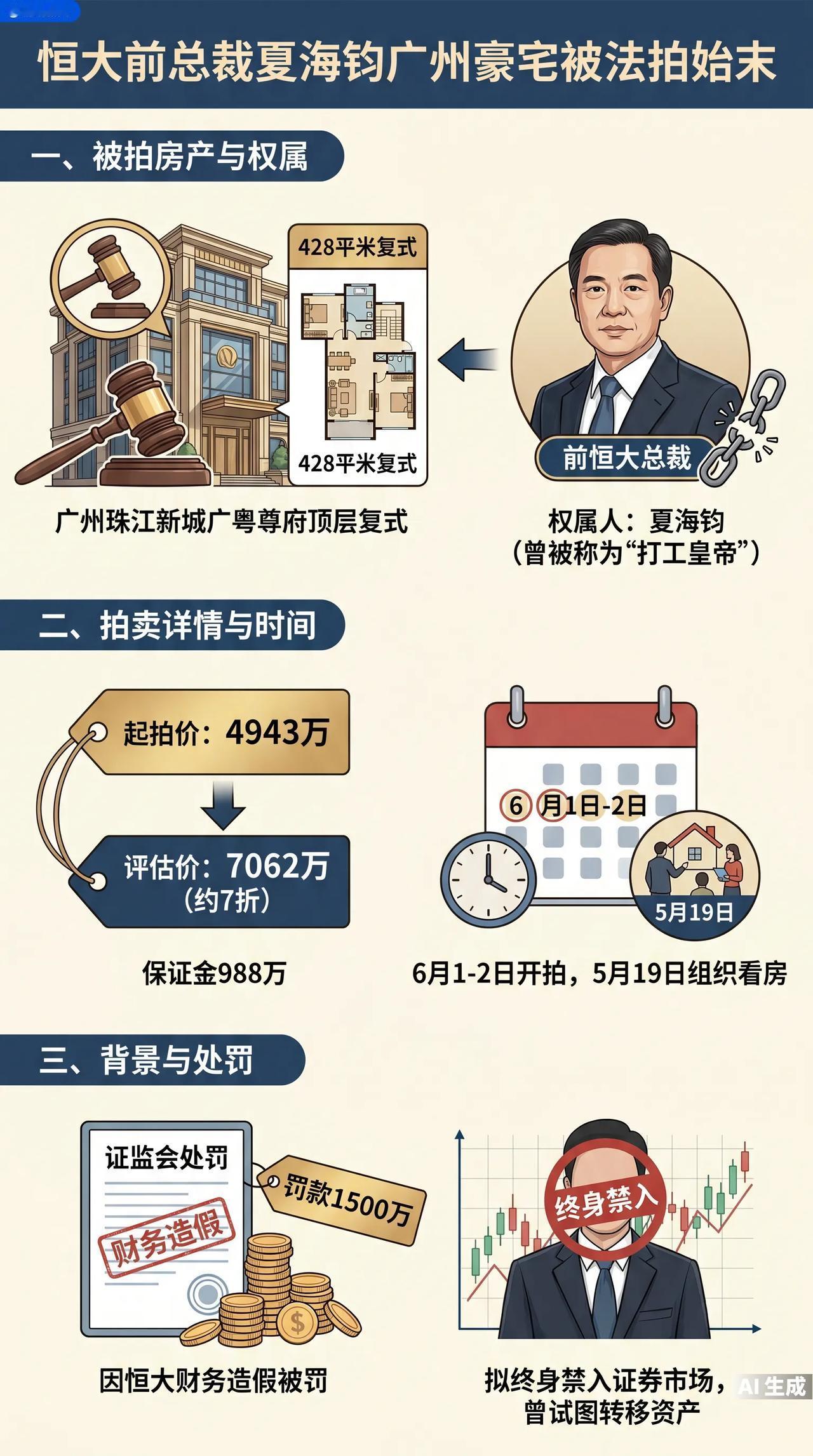恒大前总裁428平豪宅被拍卖：起拍4943万，保证金就要近千万😭428平，7