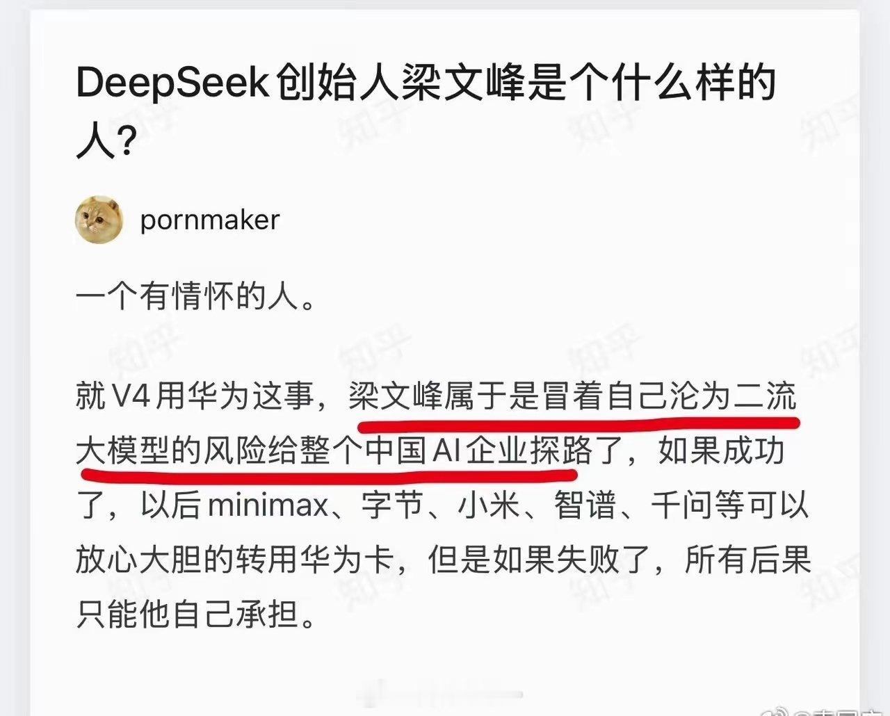 很高兴DeepSeek选择了华为。