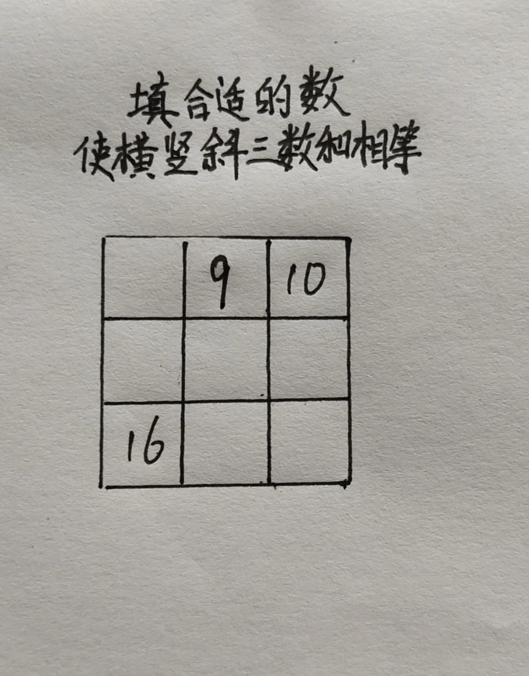 九宫格填数！只给3个数，你能算出答案吗？