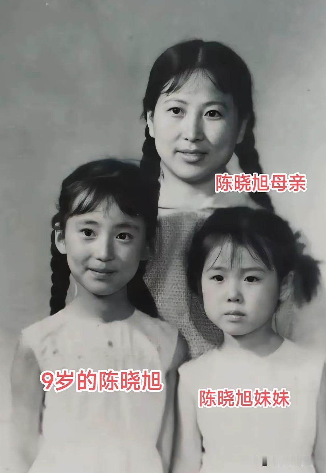 陈晓旭的母亲王元夕，梳着双麻花辫，五官清秀、气质温婉，眉眼间和陈晓旭如出一辙，陈
