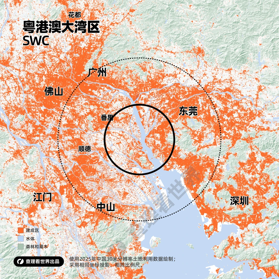 一张图看懂粤港澳大湾区：中国最密的城市群
