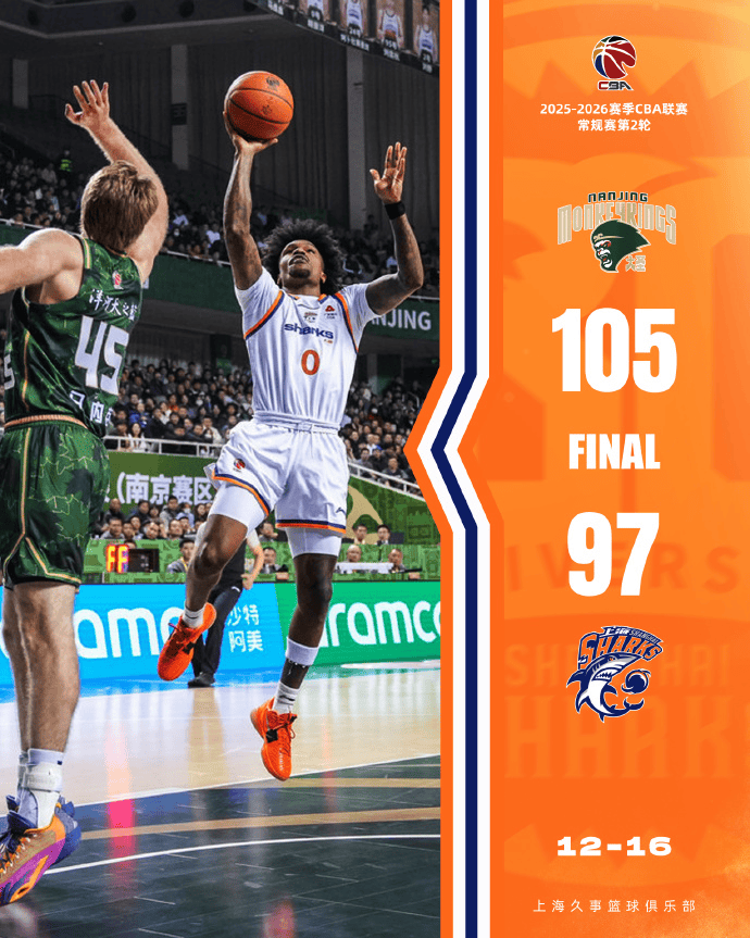 上海男篮发布全场比分海报: 客场不敌南京男篮, 无缘两连胜