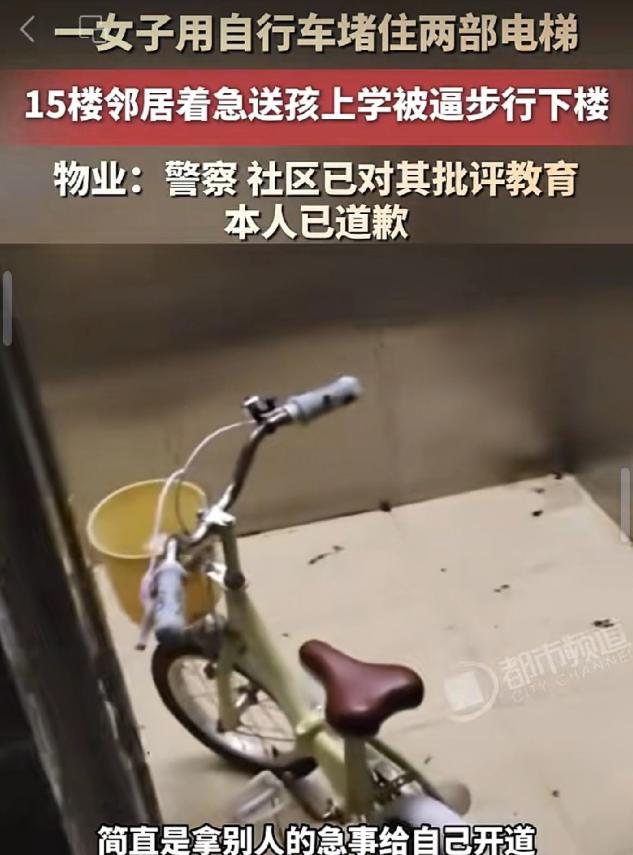 安徽宿州一个小区，早高峰，两部电梯齐刷刷停在负一楼不动了。15楼一位业主急着送孩