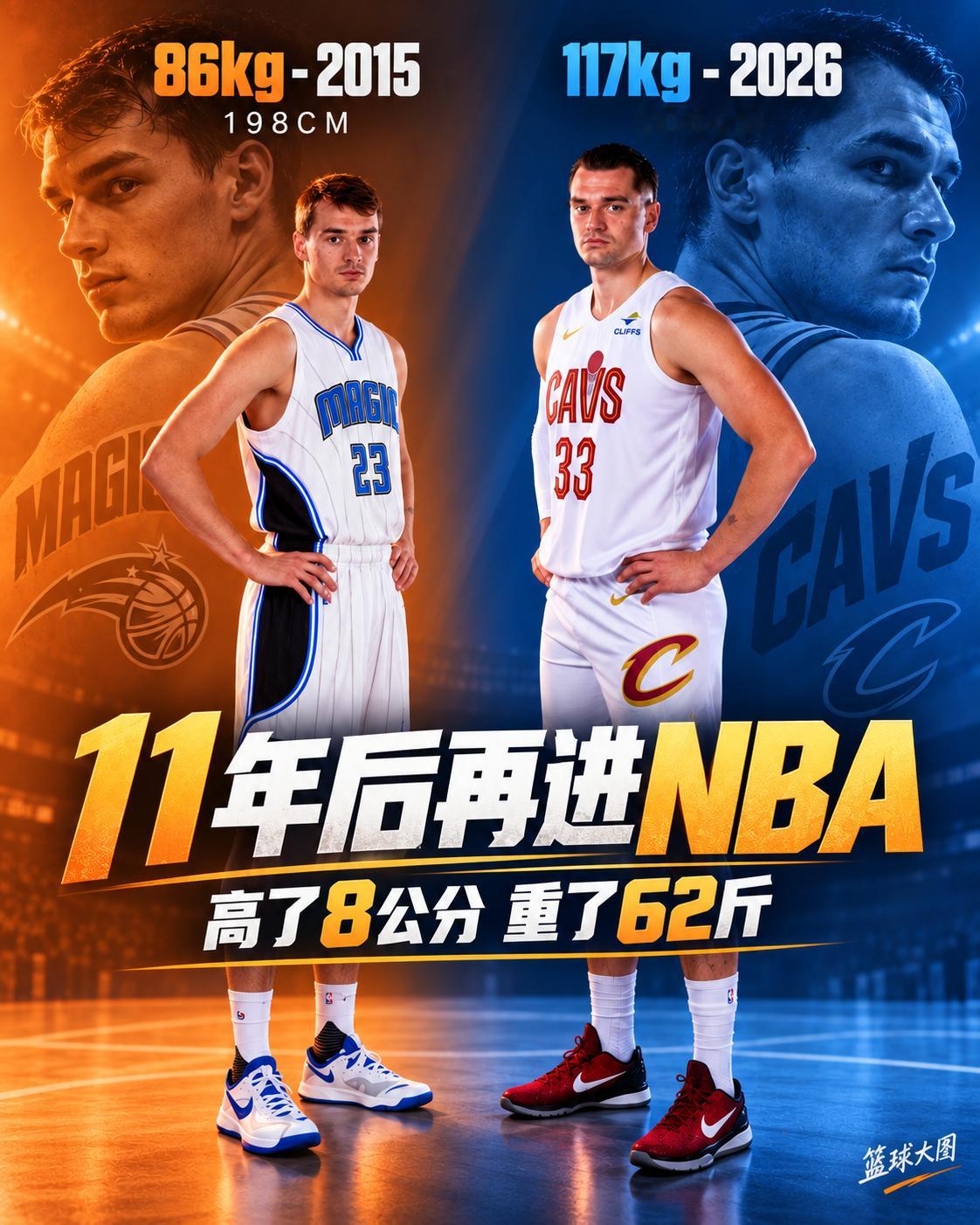 海佐尼亚此次重返NBA，和11年前可以说是完全的两个人，当年身高198cm，体重